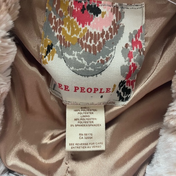 Free People faux fur coat double breasted tan brown fur jacket - Picture 5 of 7